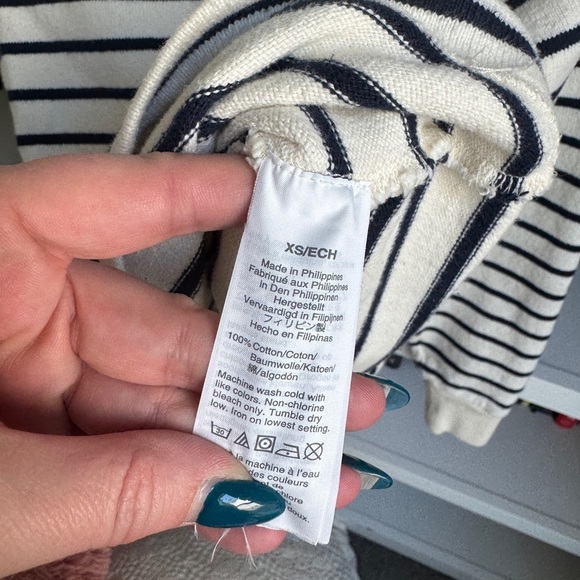 Madewell ivory blue strip cotton long sleeve crew neck retro sweatshirt top - Picture 4 of 5